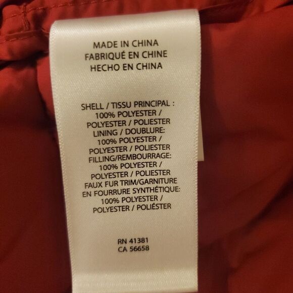 NEW Ralph Lauren Faux Fur Collar Puffer Jacket size Small in Red - Picture 13 of 13